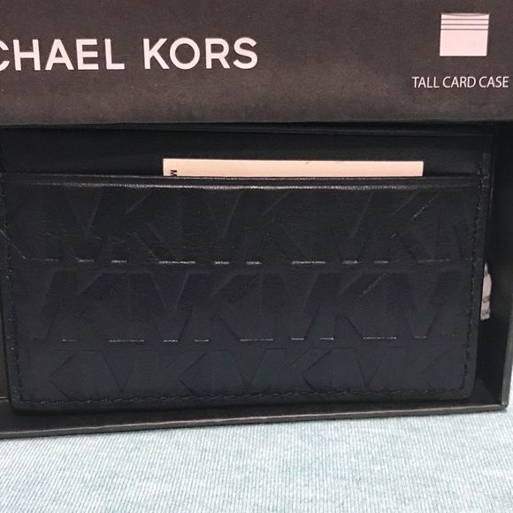 Michael Kors LEATHER Men's Tall Embossed Leather Card Case - Picture 2 of 9